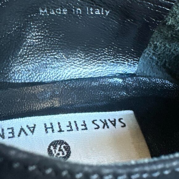 Saks Fifth Avenue Women's 7.5 black suede block heel loafer - Picture 8 of 10